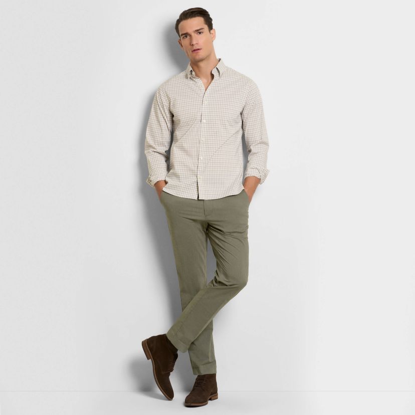 Straight Fit Cotton Fine Stripe  Pants
