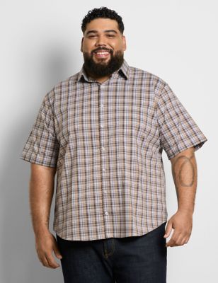 Van Heusen Men's Big & Tall Short sleeve everyday defense yarndye shirt, LT