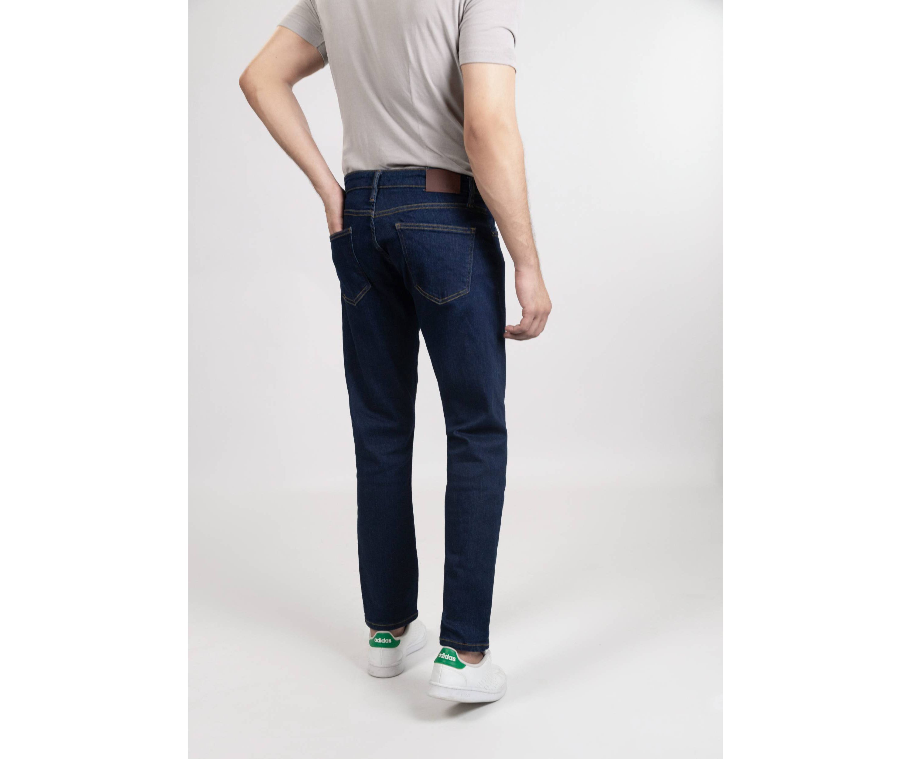 Dark Blue Rinse Wash Slim Fit Jeans - Rotary
