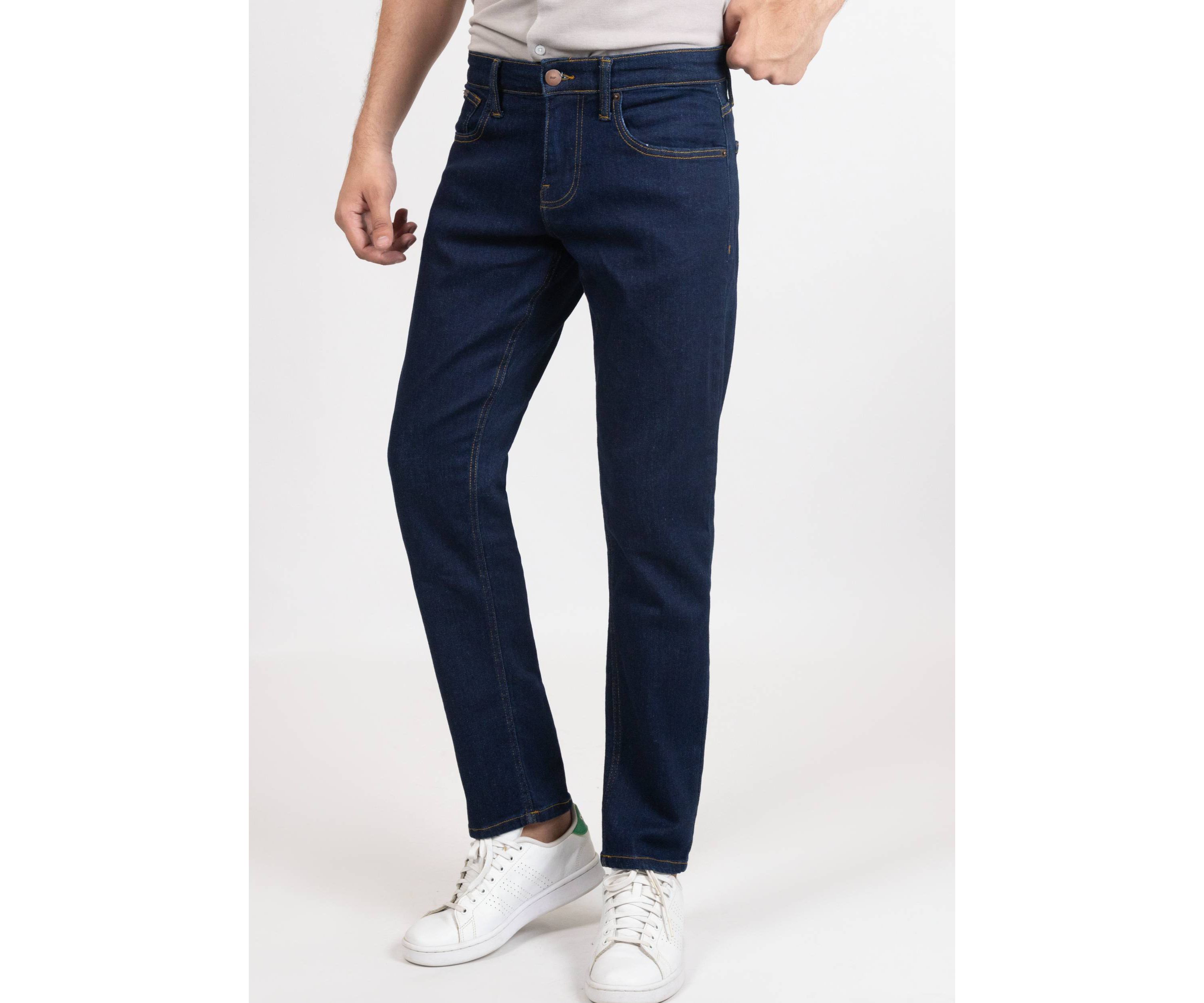 Dark Blue Rinse Wash Slim Fit Jeans - Rotary