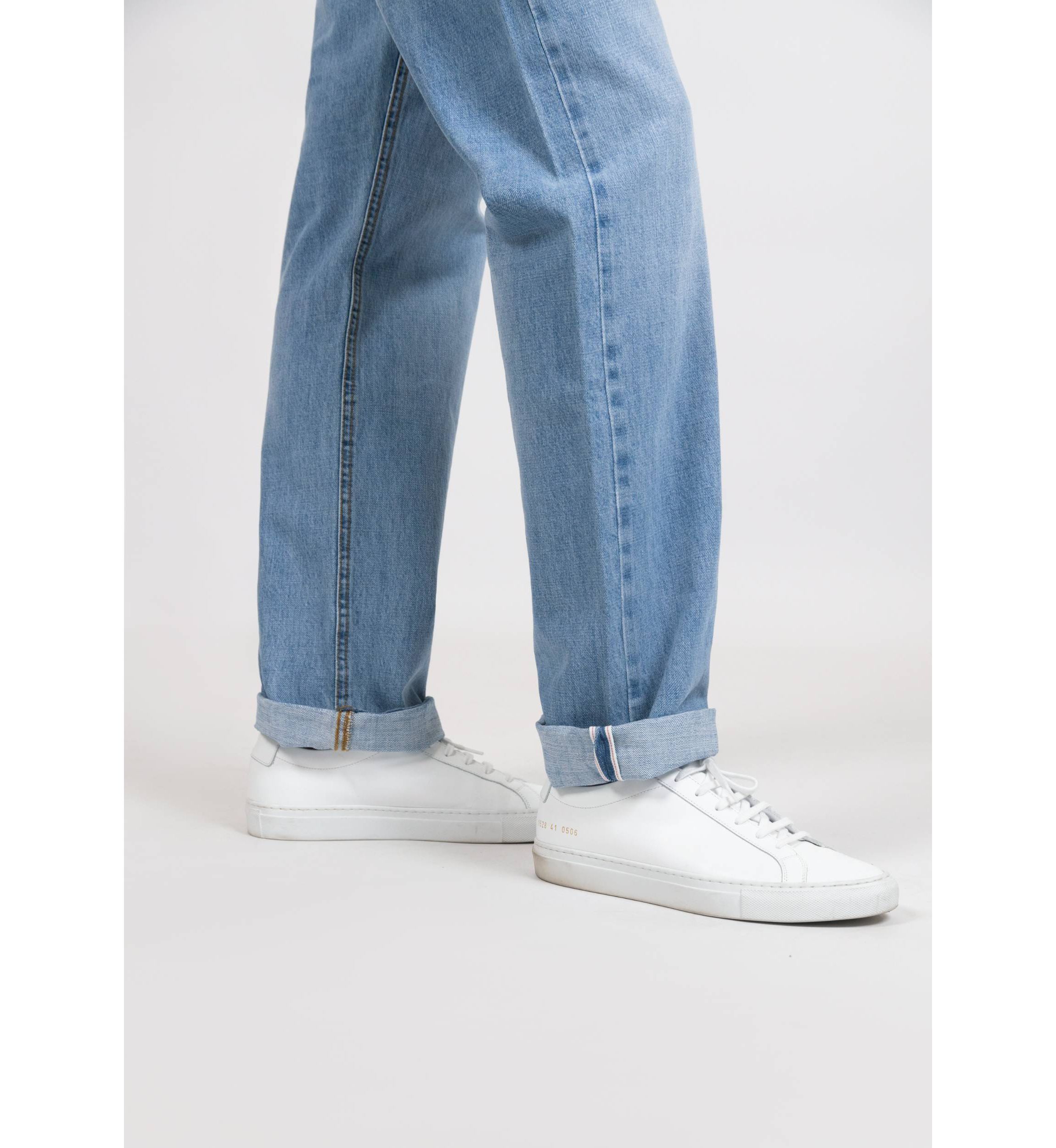 Light Wash Slim Straight Selvedge Jeans - Stud