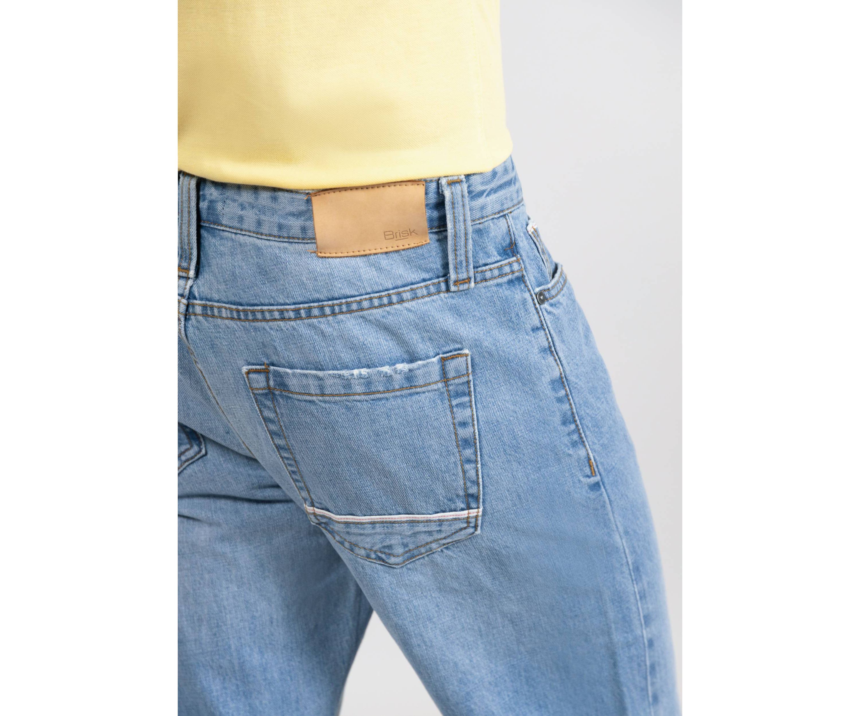 Light Wash Slim Straight Selvedge Jeans - Stud