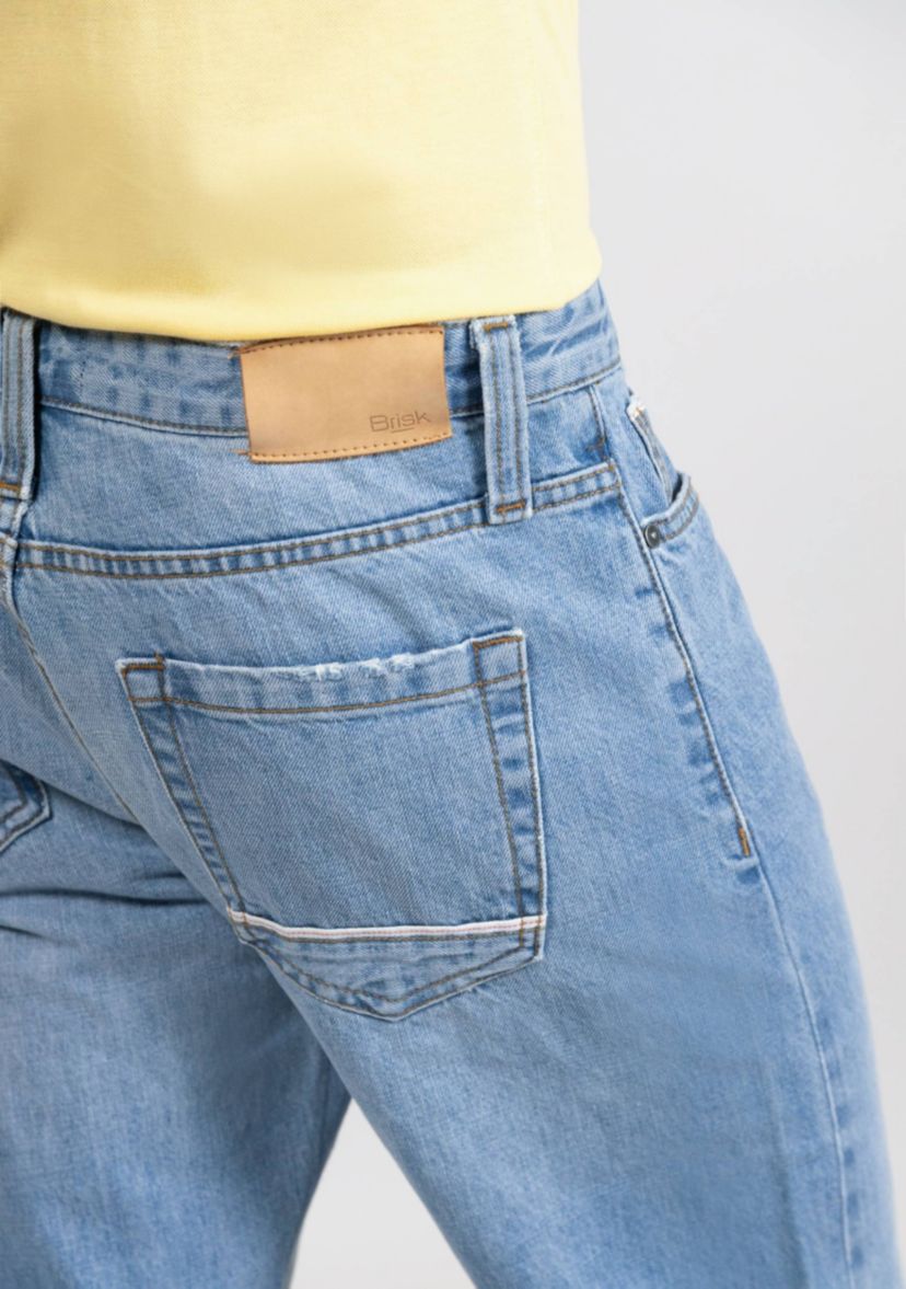 Light Wash Slim Straight Selvedge Jeans - Stud