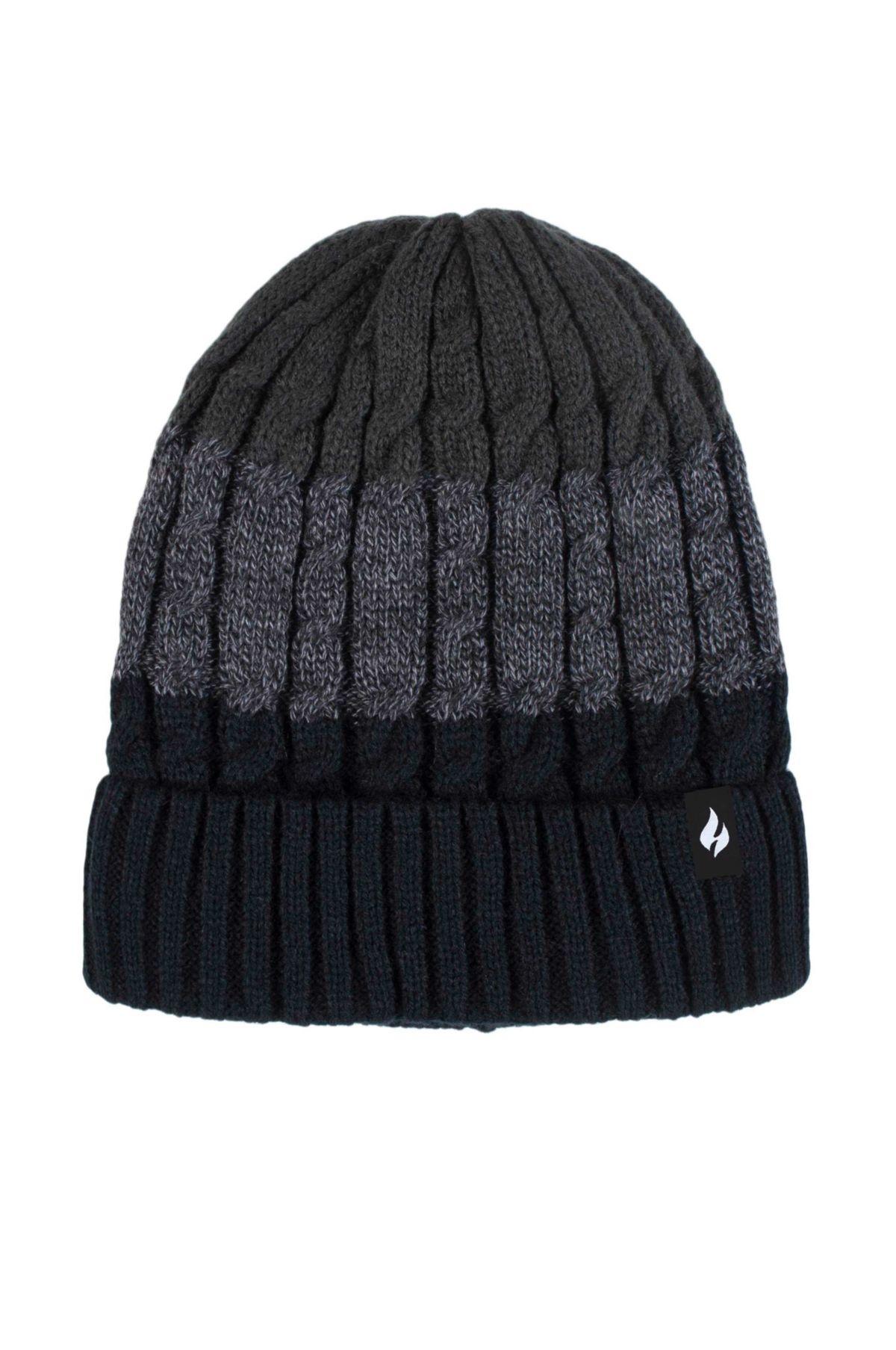 Mavis 3 Tone Cable Knit Hat w Turnover