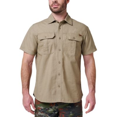 Men's Lucky Brand Workwear Short Sleeve Solid Cotton Slub Canvas Workshirt, Green, 2XL