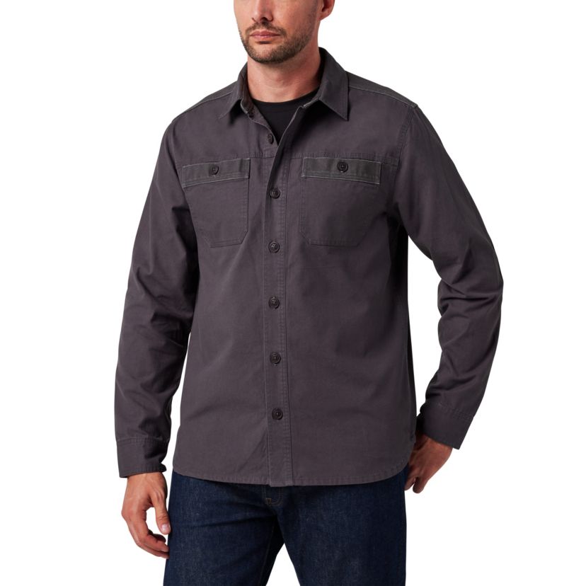 Mens Lucky Brand Workwear Long Sleeve Solid Slub Canvas Shirt