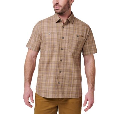 Men's Lucky Brand Workwear Short Sleeve Printed Cotton Slub Plaid Workshirt, 2XL