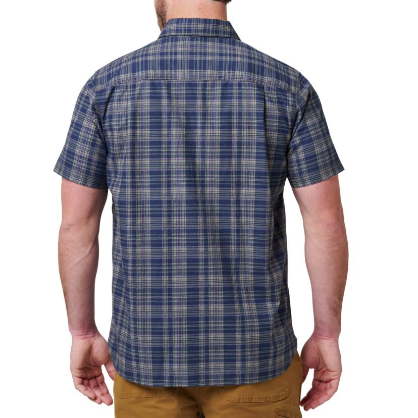 Mens Lucky Brand Workwear Short Sleeve Printed Cotton Slub Plaid Workshirt