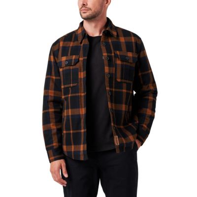 Men's Lucky Brand Workwear Yarn Dyed Flannel Shirt Jacket with Sherpa Lining