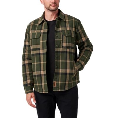 Men's Lucky Brand Workwear Yarn Dyed Flannel Shirt Jacket with Sherpa Lining, 2XL