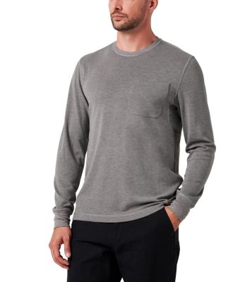 Men's Lucky Brand Workwear Long Sleeve Performance Textured Knit Pocket T-Shirt, Grey, 2XL