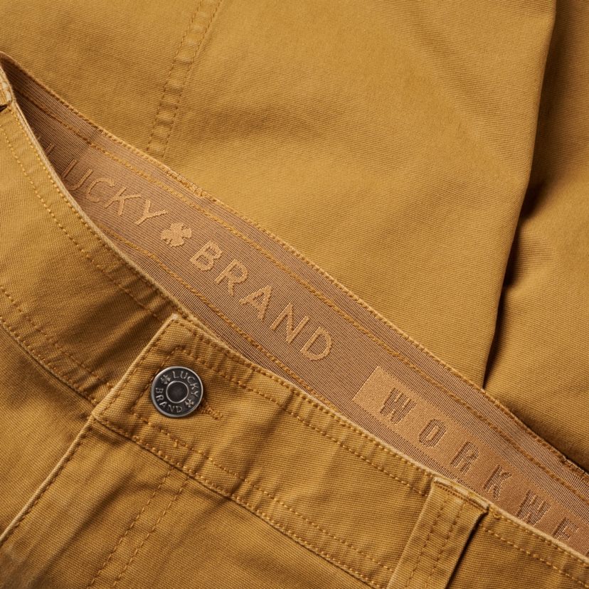 Mens Lucky Brand Workwear Dbl Front Panel Canvas Short with Comfort Waist