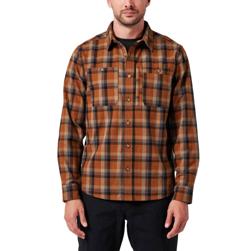 Mens Lucky Brand Workwear Long Sleeve Framework Yarn Dyed Plaid Flannel Workshirt