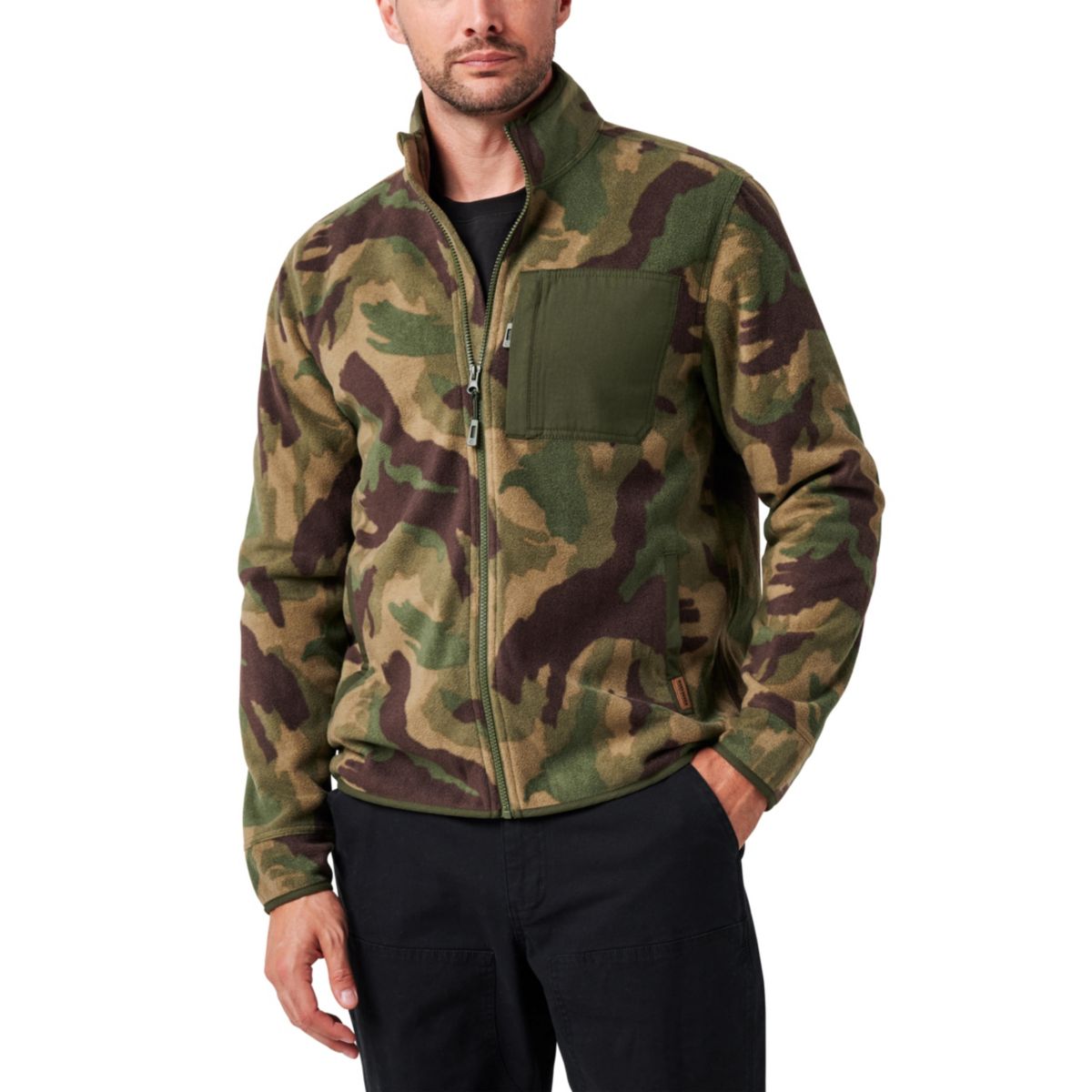 Mens Lucky Brand Workwear Full Zip Camo Polar Fleece Jacket