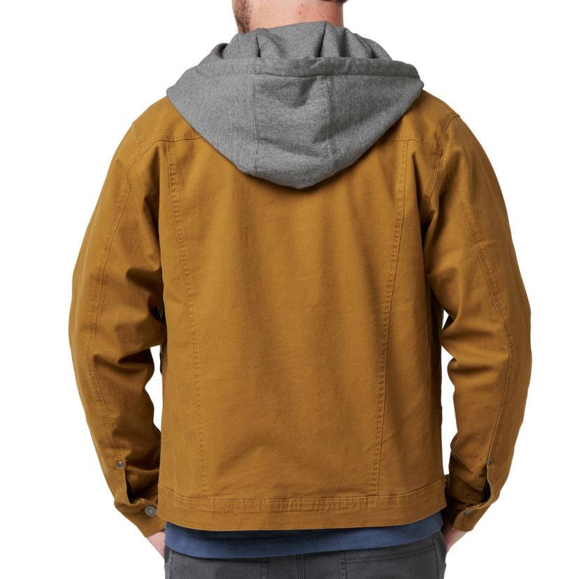 Mens Lucky Brand Workwear Canvas Trucker Jacket with Knit Hood