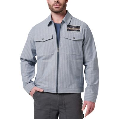 Men's Lucky Brand Workwear Yarn Dyed Herringbone Stripe Gas Station Jacket, Blue, 2XL