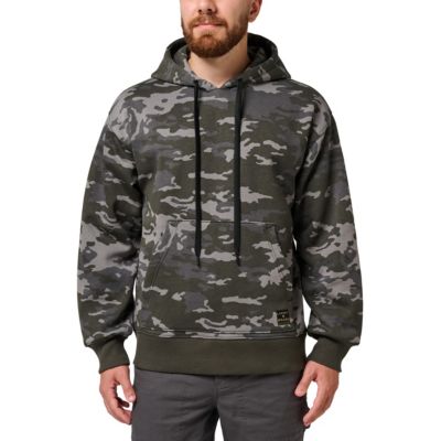 Lucky Brand Workwear Men's Camo Pullover Fleece Hoodie, Black, 2XL
