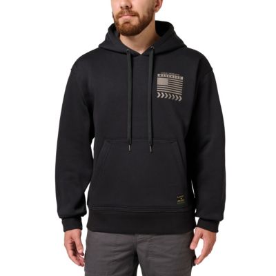 Lucky Brand Workwear Men's Flag Tracks Graphic Pullover Hoodie, Black, 2XL