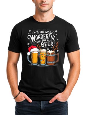 OrnamentallyYou Men's It's The Most Wonderful Time For a Beer Christmas Tee