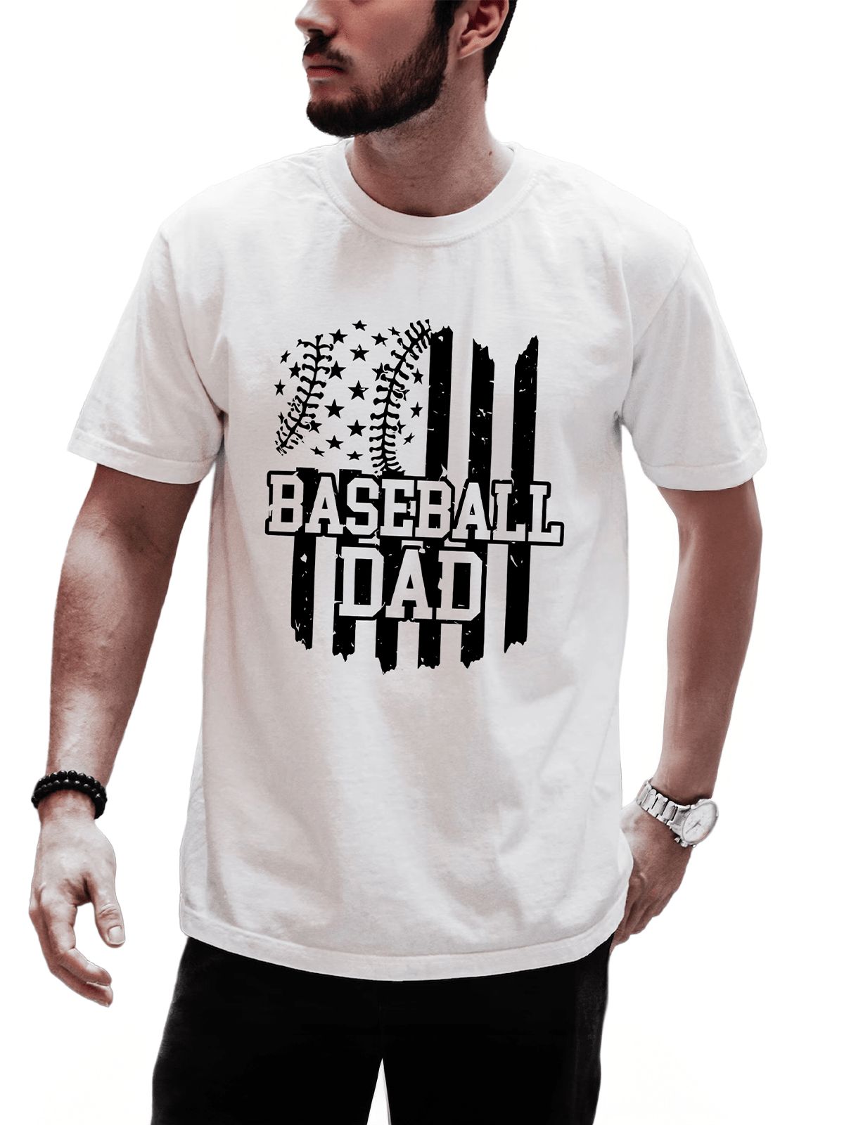 Baseball Dad T-Shirt Patriotic Tee for Sports Fathers