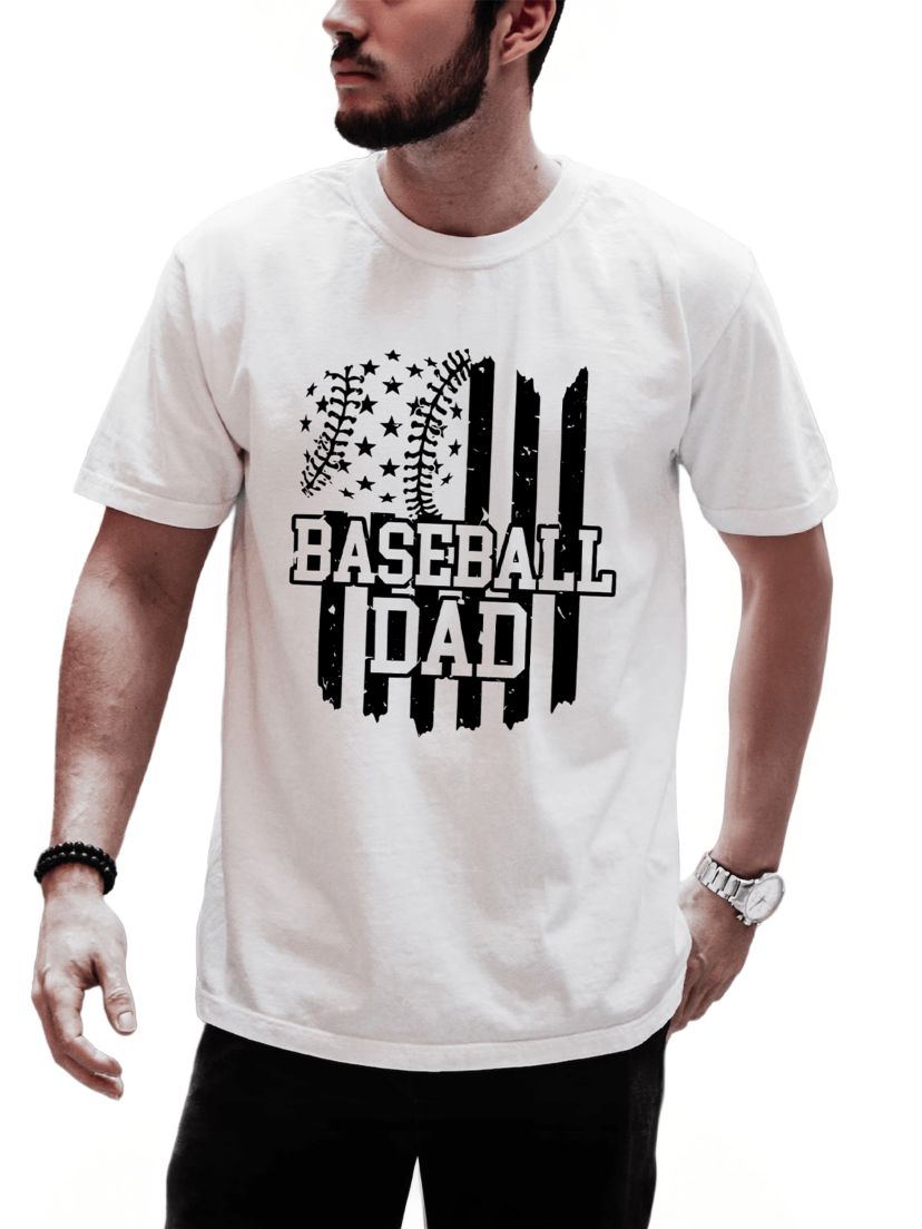 Baseball Dad T-Shirt Patriotic Tee for Sports Fathers
