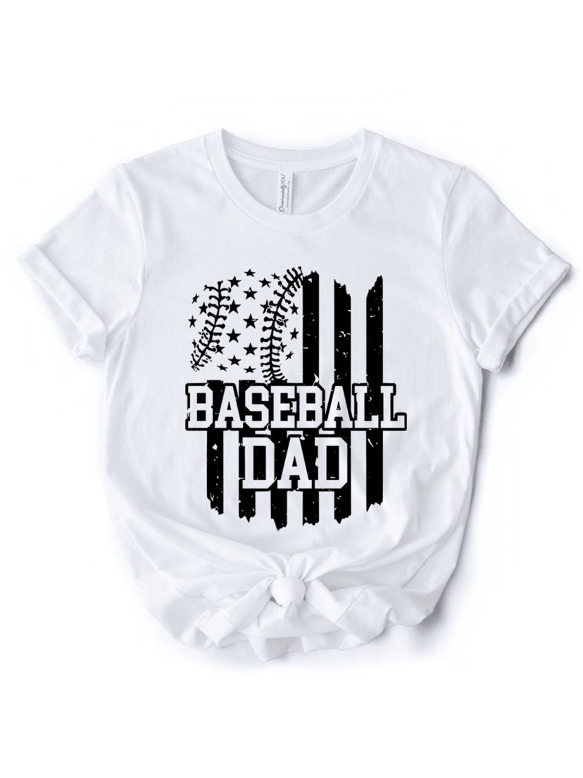 Baseball Dad T-Shirt Patriotic Tee for Sports Fathers