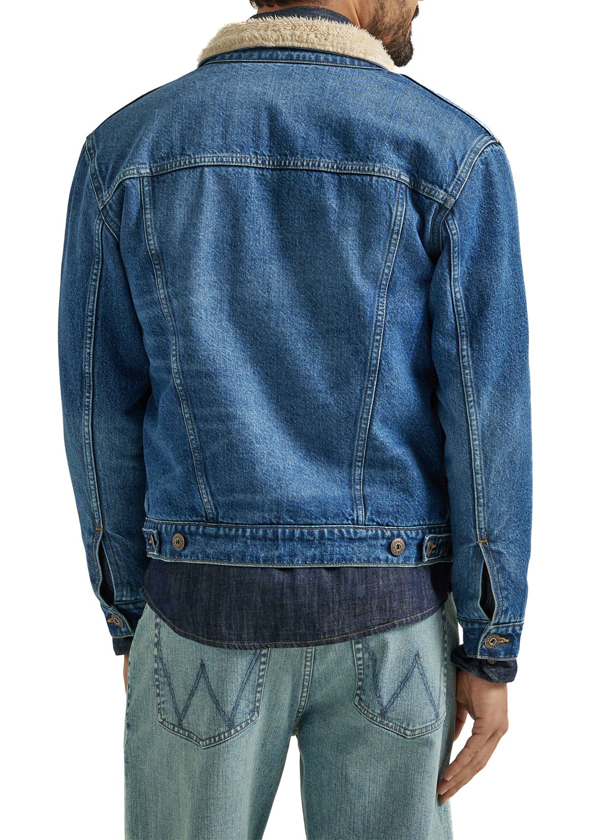Mens Sherpa Lined Denim Trucker Jacket