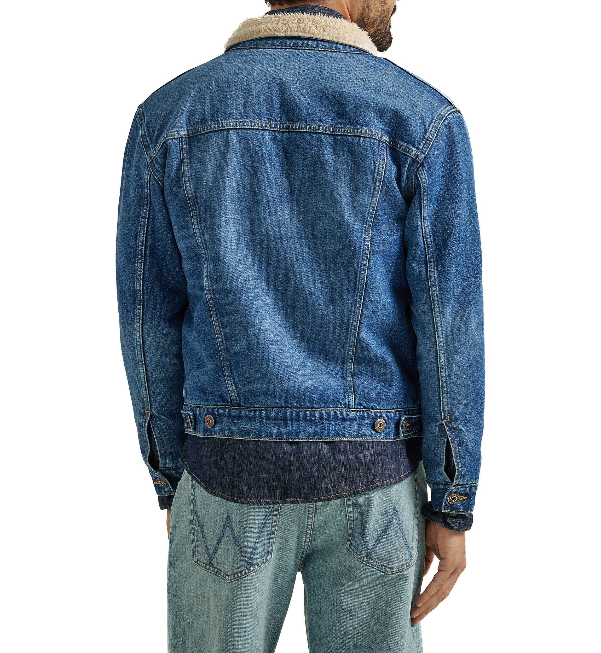 Mens Sherpa Lined Denim Trucker Jacket