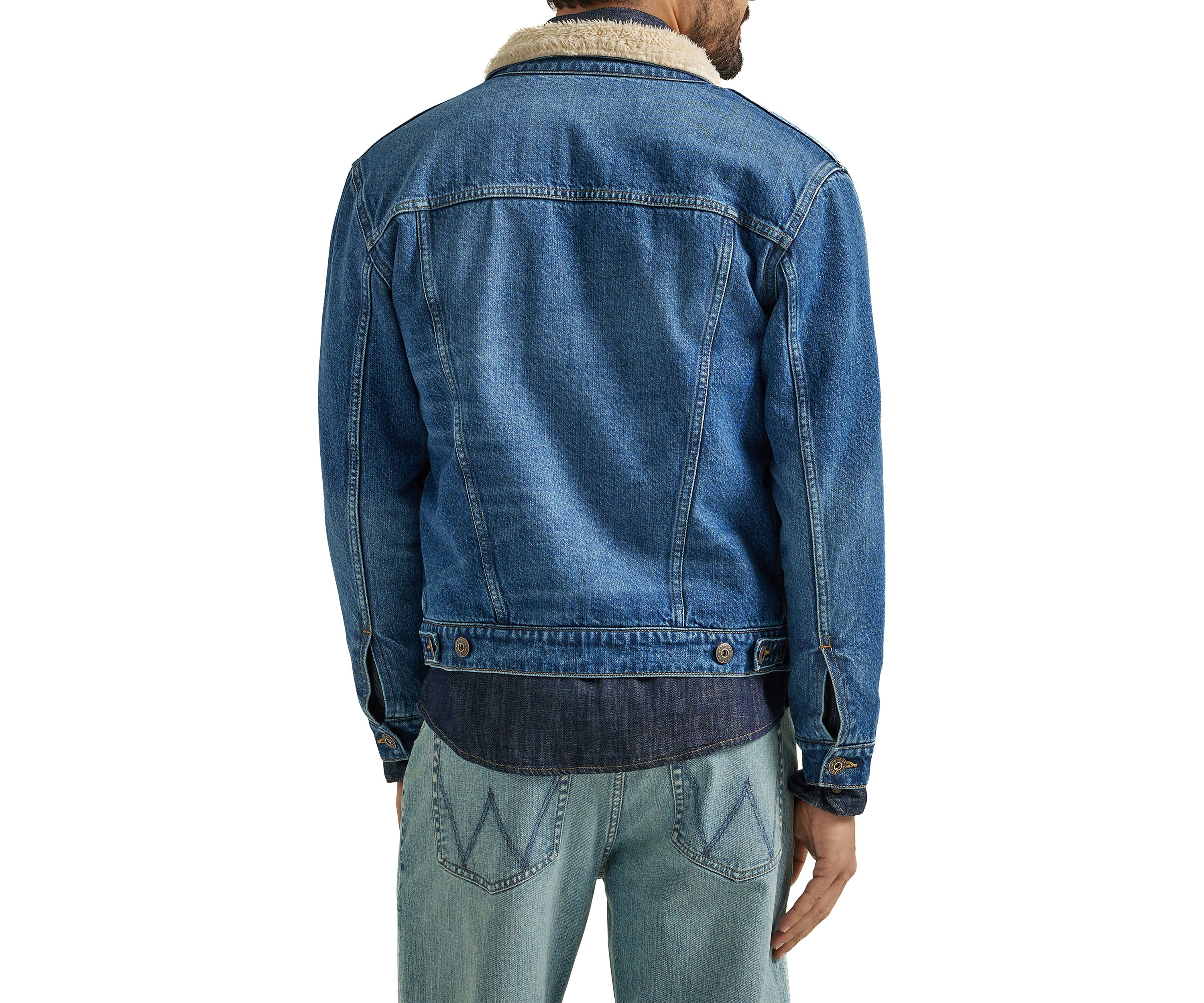 Mens Sherpa Lined Denim Trucker Jacket