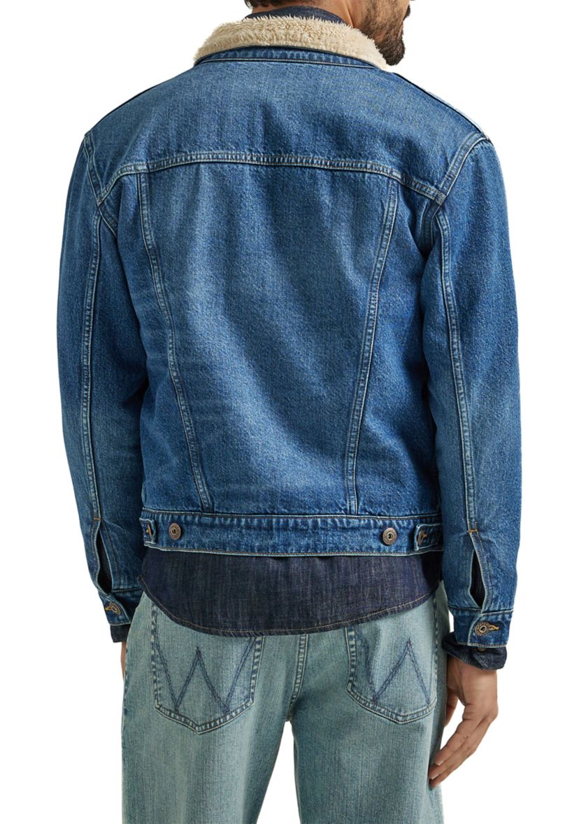 Mens Sherpa Lined Denim Trucker Jacket