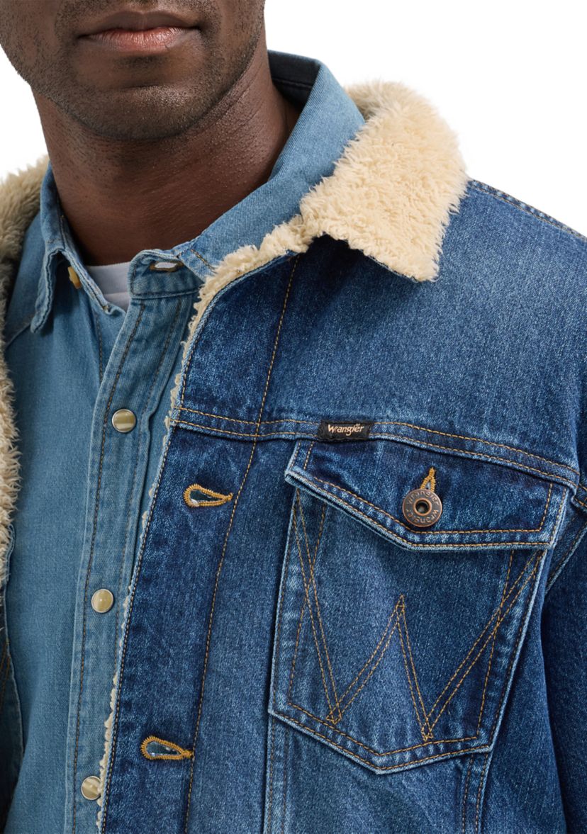 Mens Sherpa Lined Denim Trucker Jacket