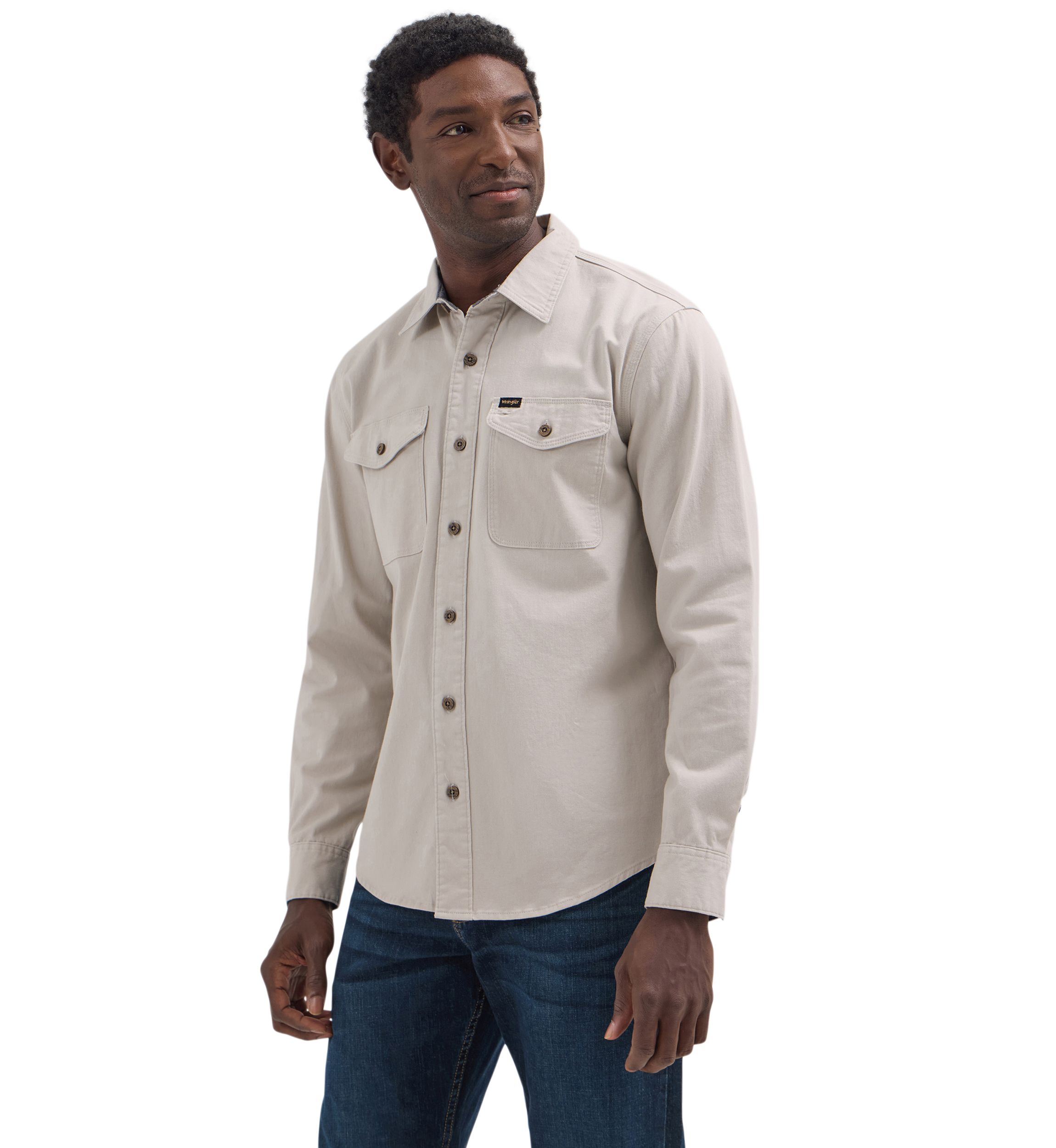 Mens Solid Twill Snap Front Shirt