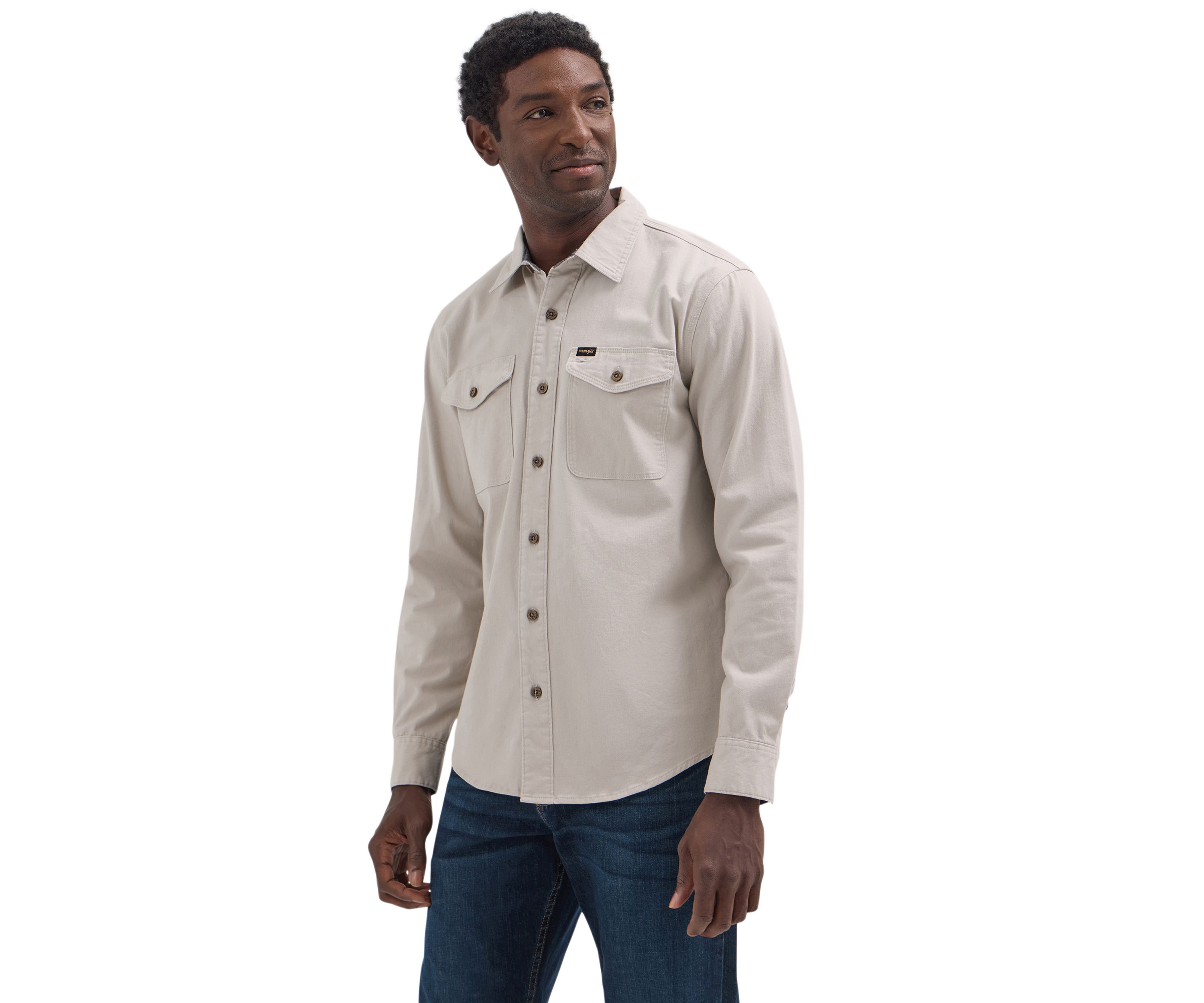 Mens Solid Twill Snap Front Shirt