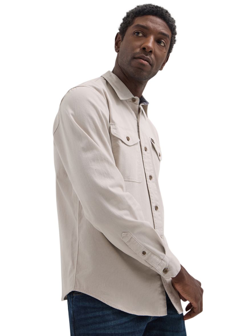 Mens Solid Twill Snap Front Shirt