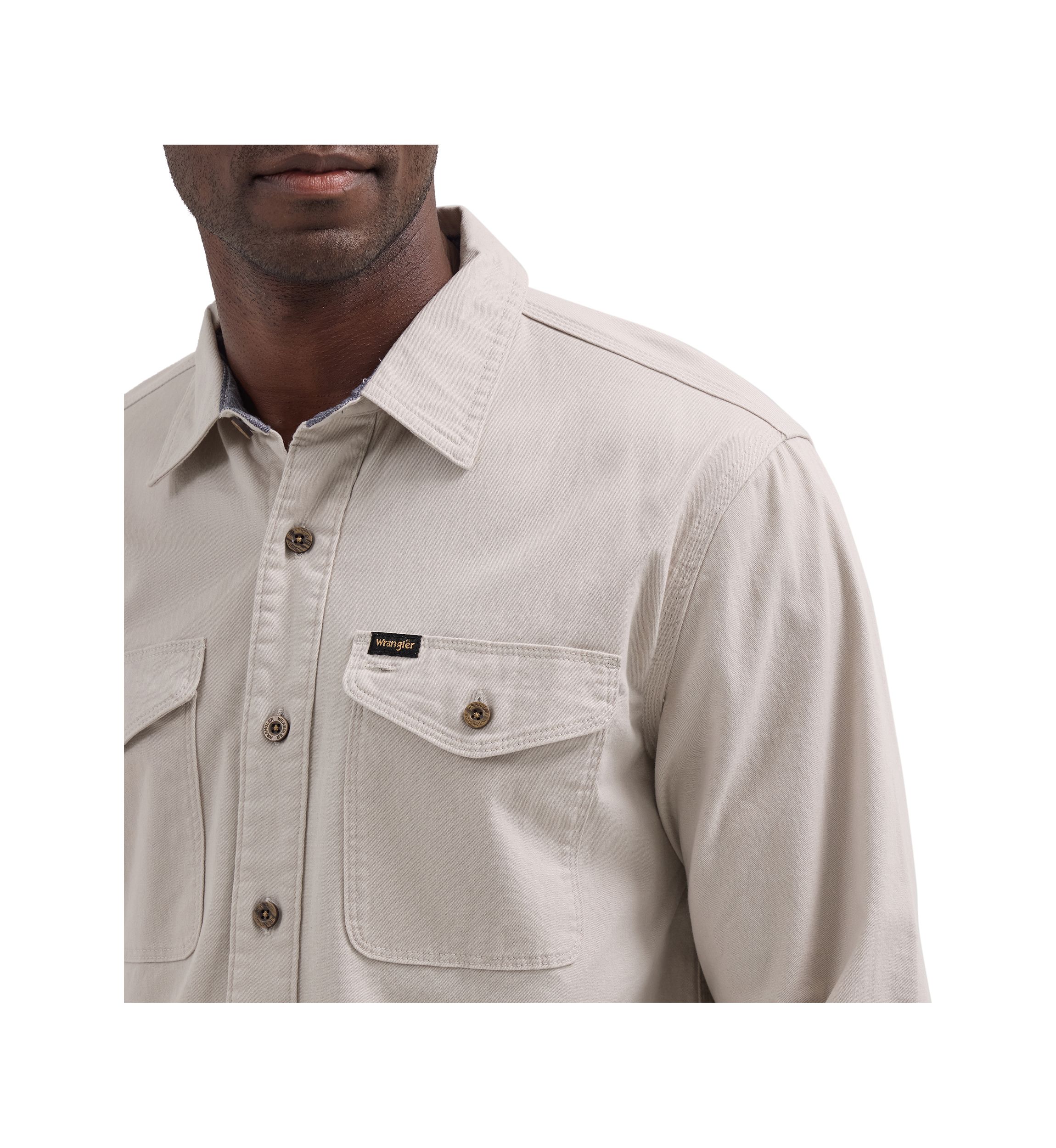 Mens Solid Twill Snap Front Shirt