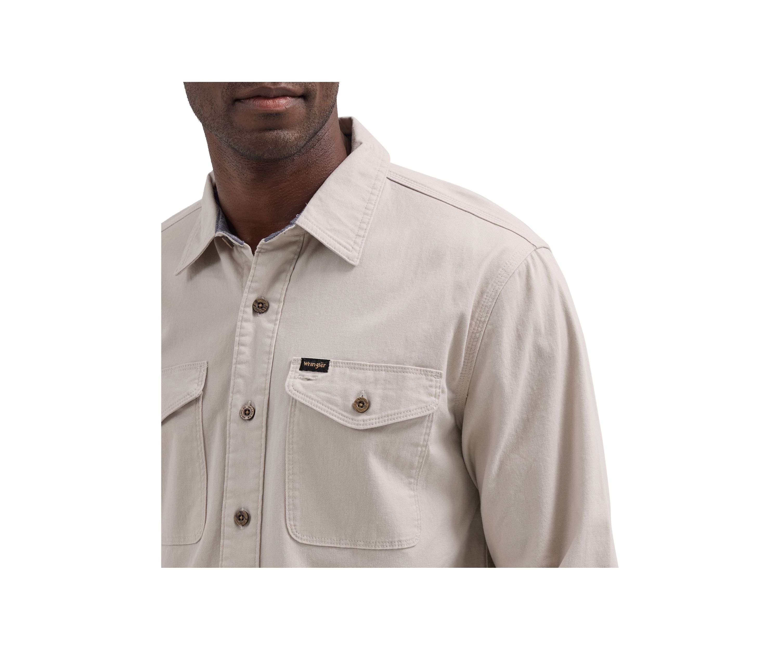 Mens Solid Twill Snap Front Shirt