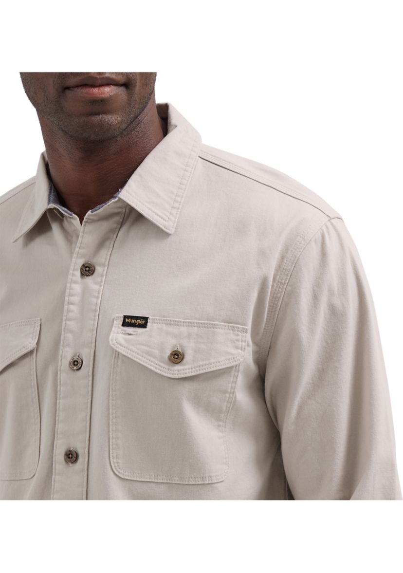 Mens Solid Twill Snap Front Shirt