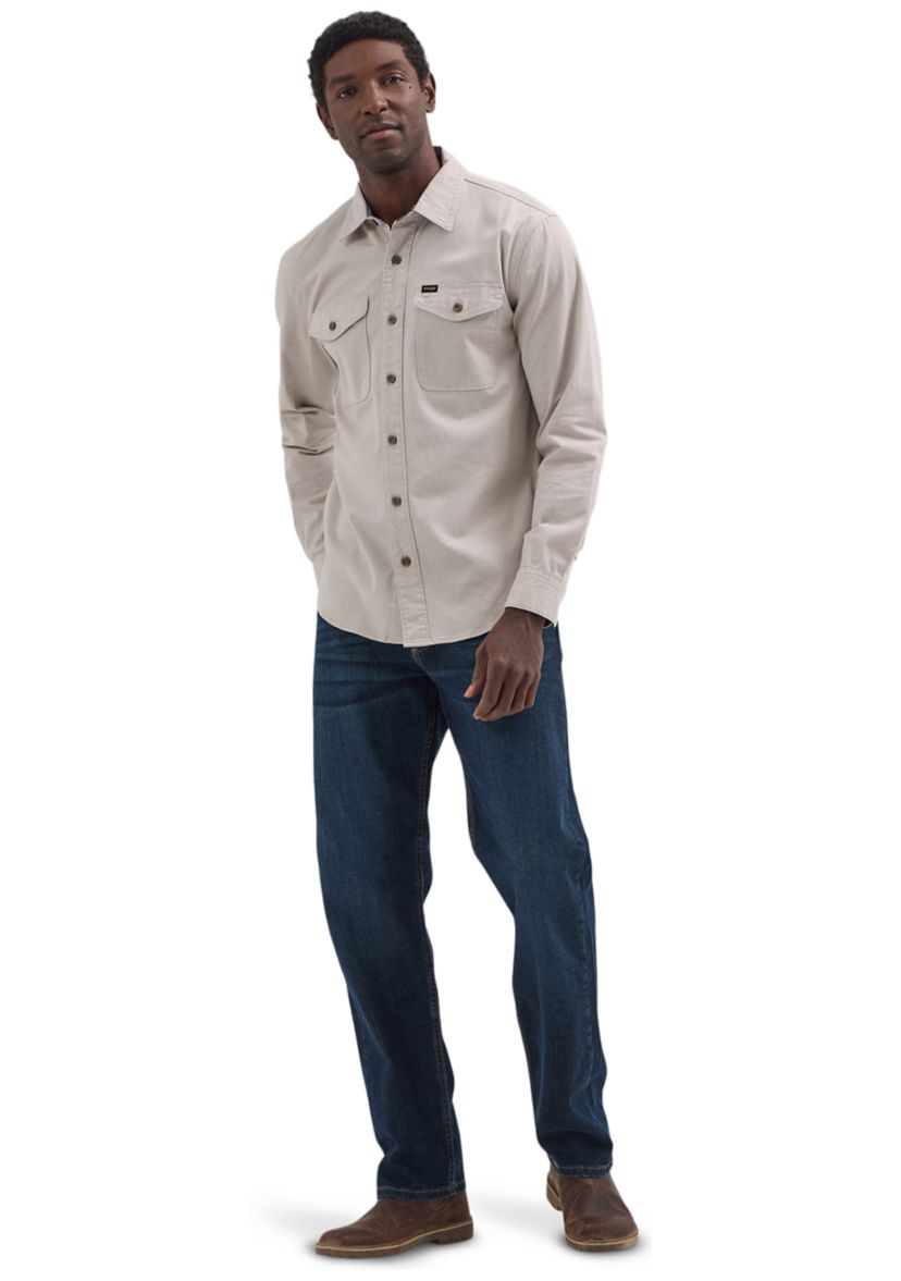 Mens Solid Twill Snap Front Shirt