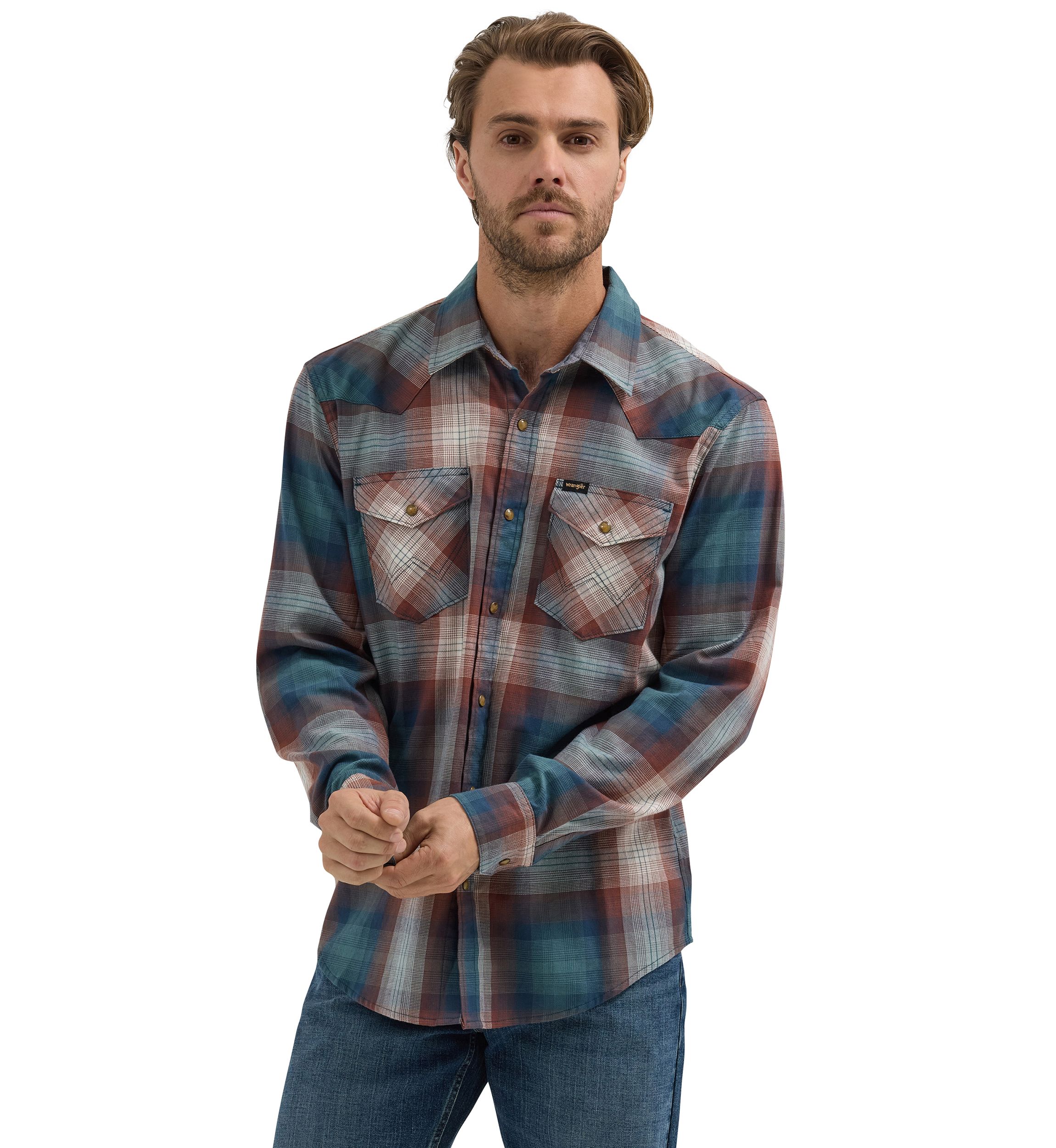 Long Sleeve Broken Twill Plaid Shirt 