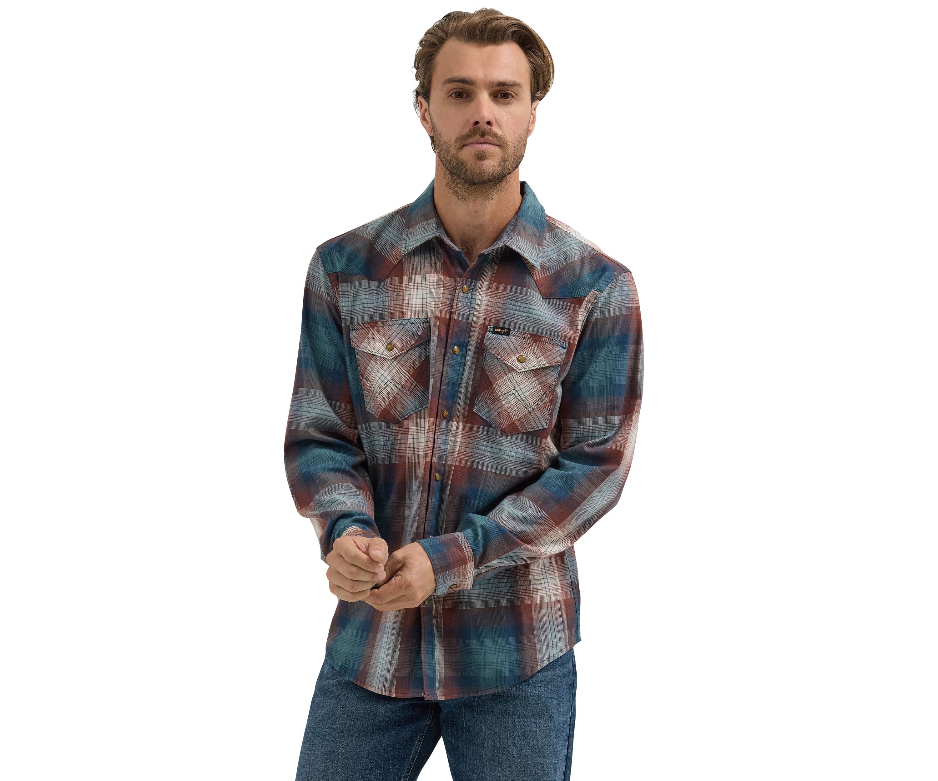 Long Sleeve Broken Twill Plaid Shirt 