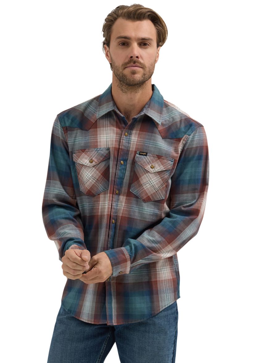 Long Sleeve Broken Twill Plaid Shirt 