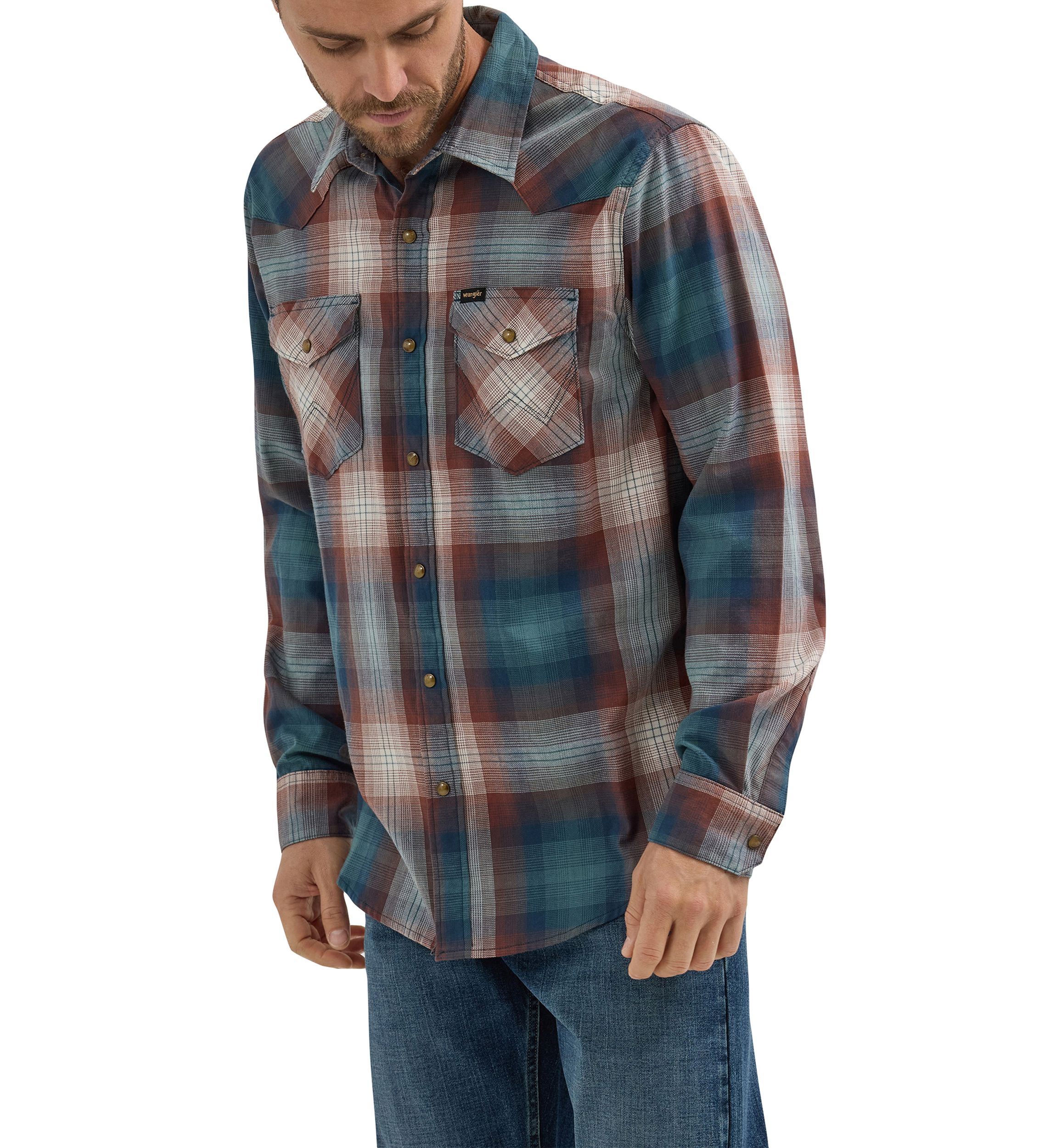 Long Sleeve Broken Twill Plaid Shirt 
