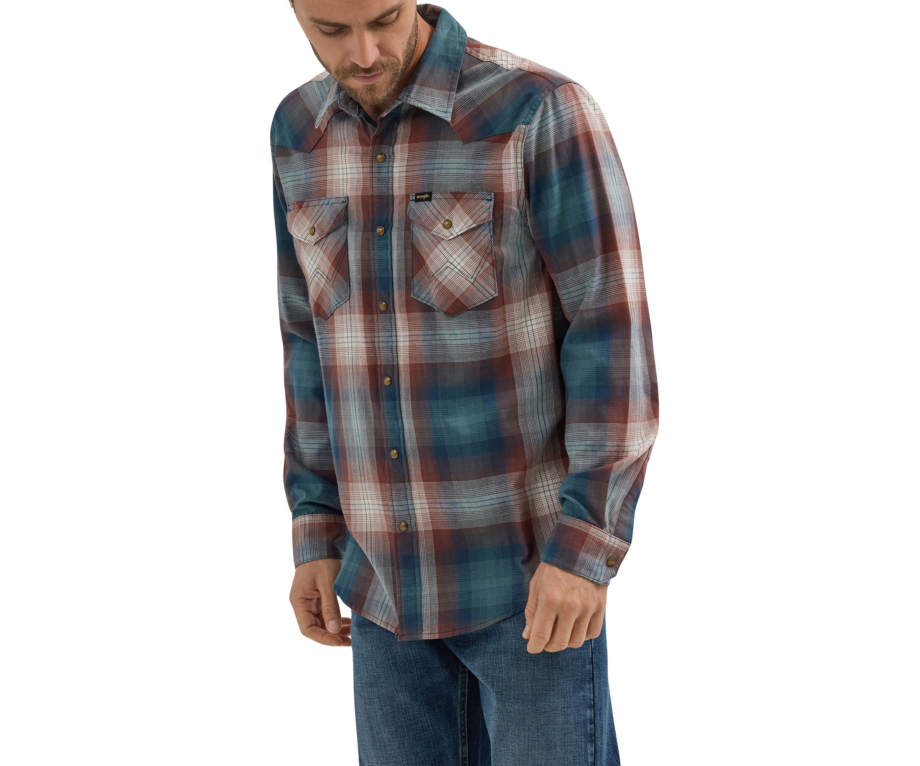 Long Sleeve Broken Twill Plaid Shirt 
