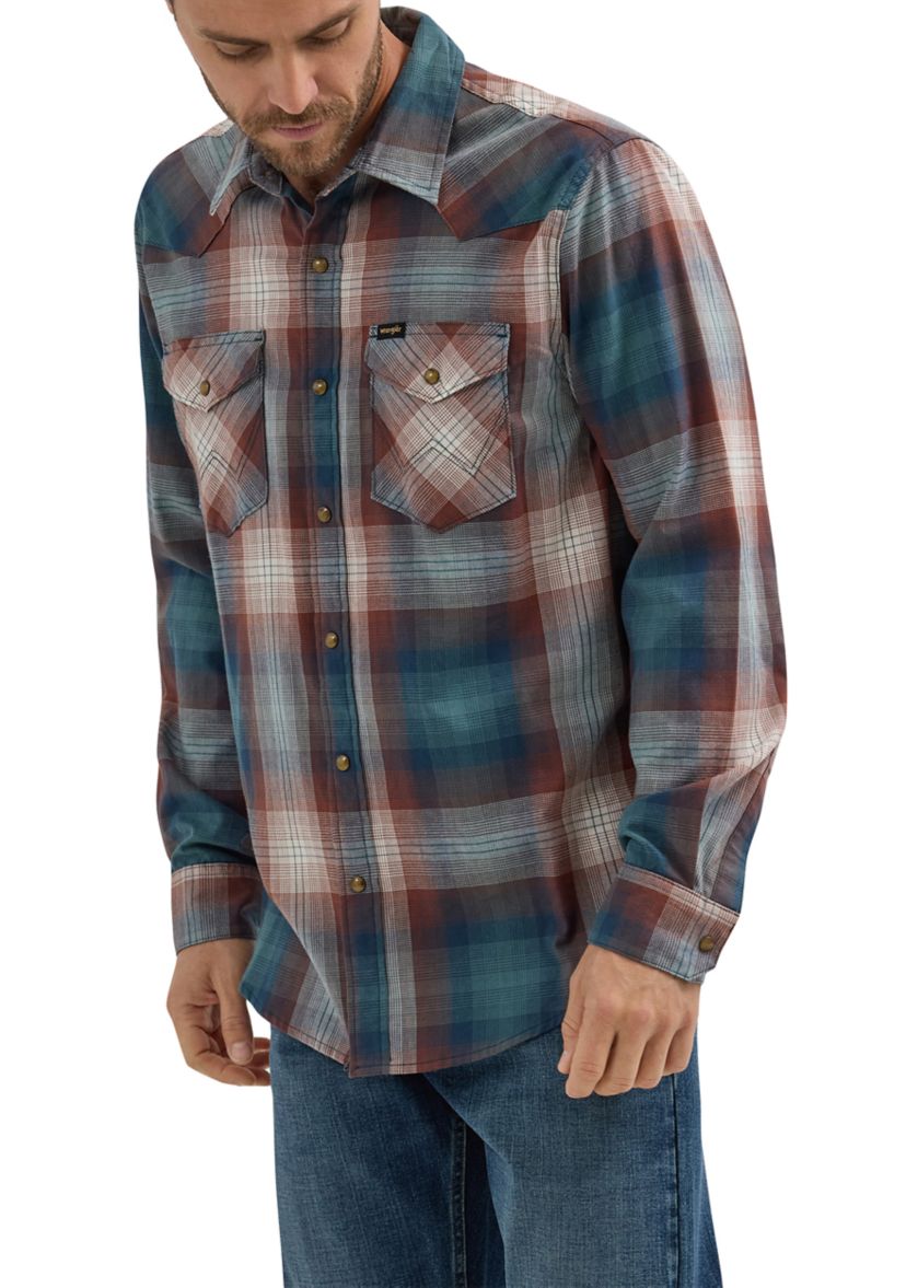 Long Sleeve Broken Twill Plaid Shirt 