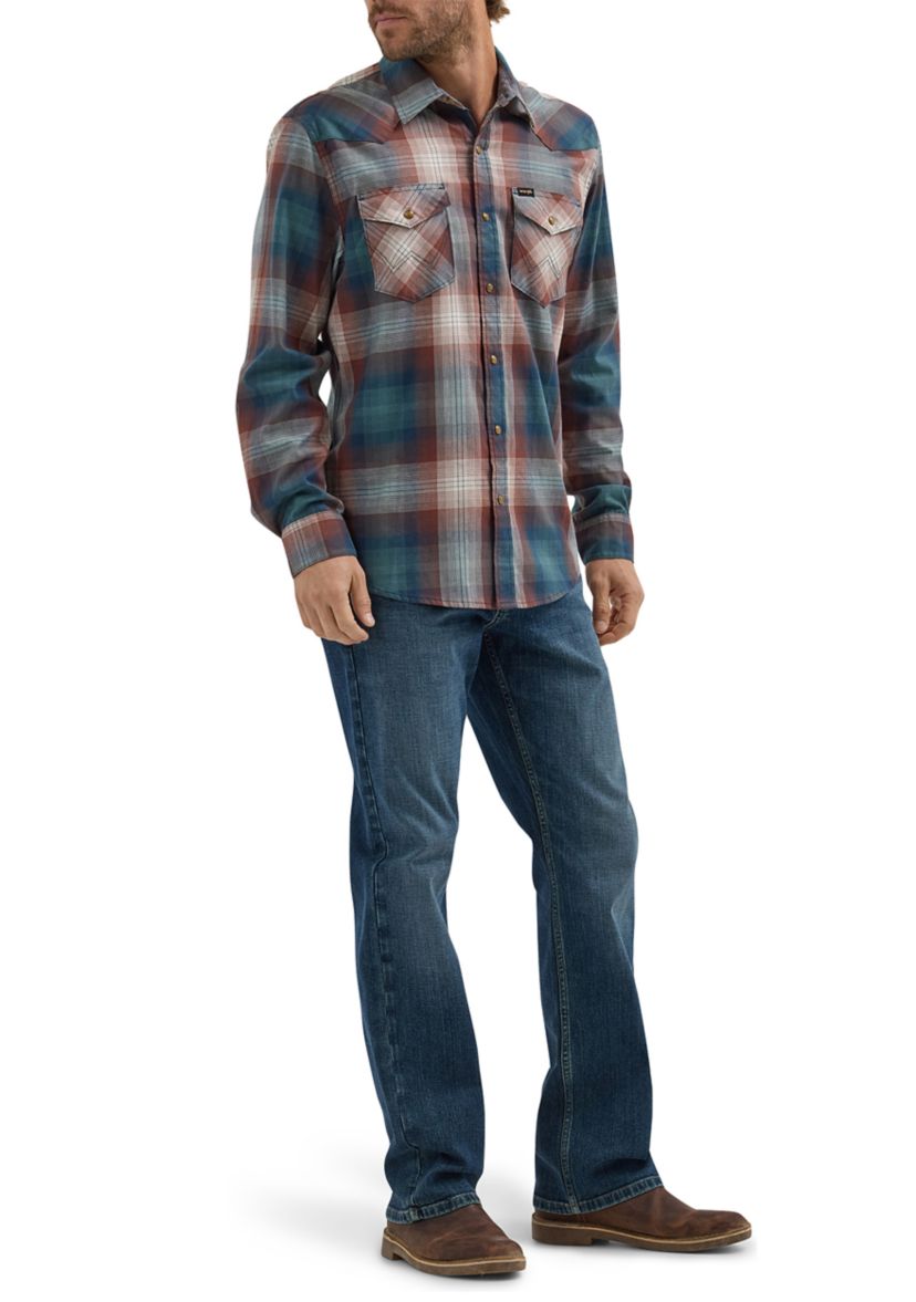 Long Sleeve Broken Twill Plaid Shirt 