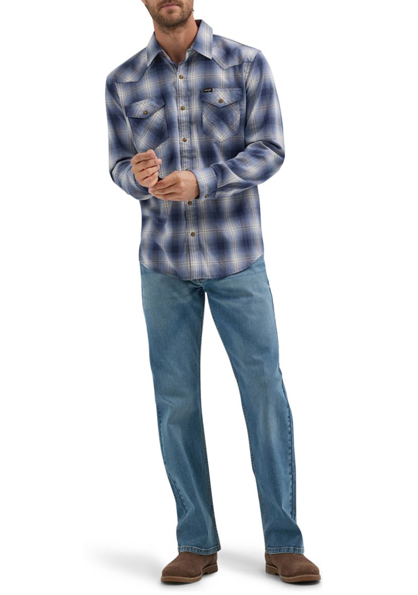 Long Sleeve Broken Twill Plaid Shirt