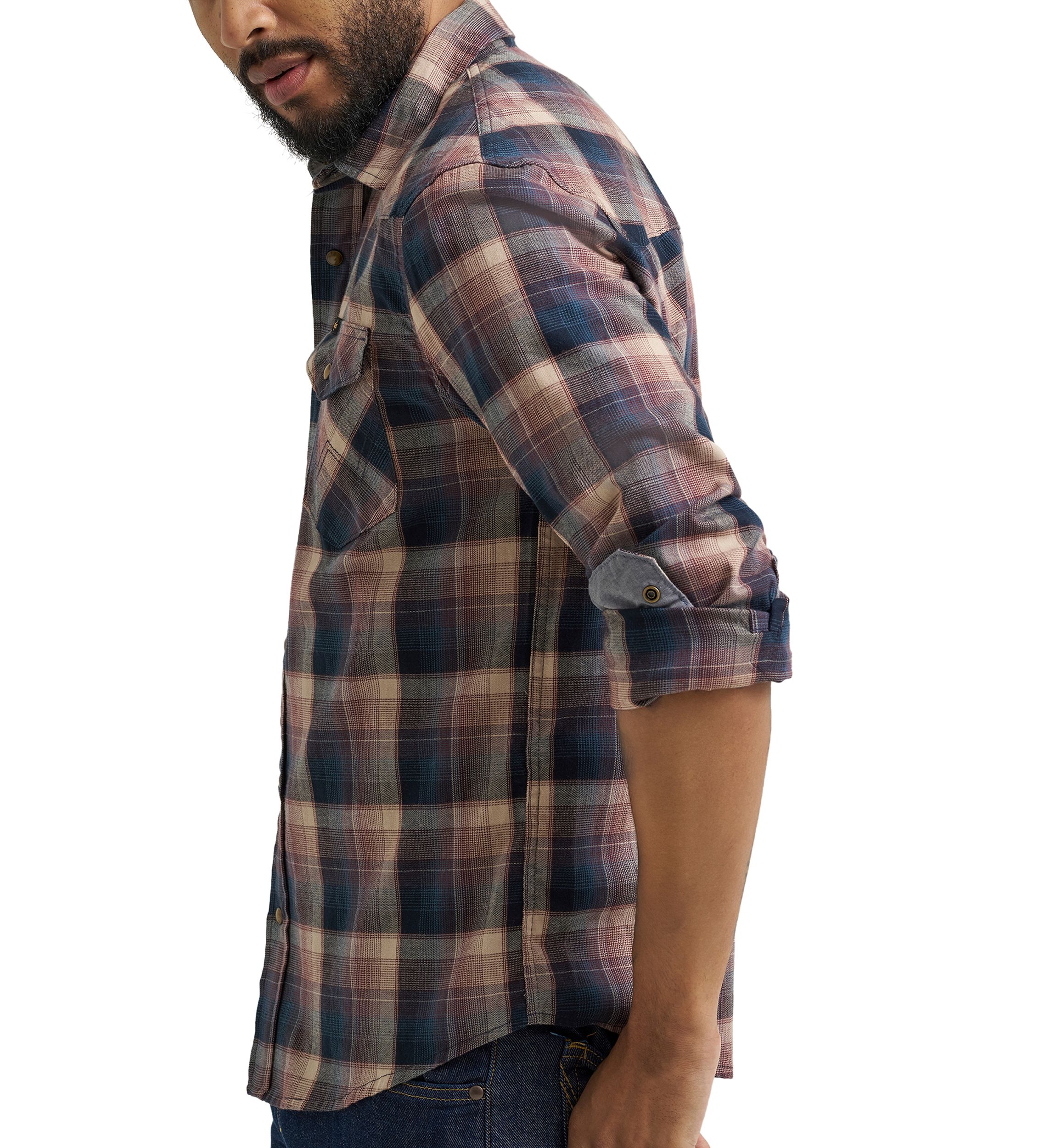 Mens Broken Twill Long Sleeve Plaid Shirt