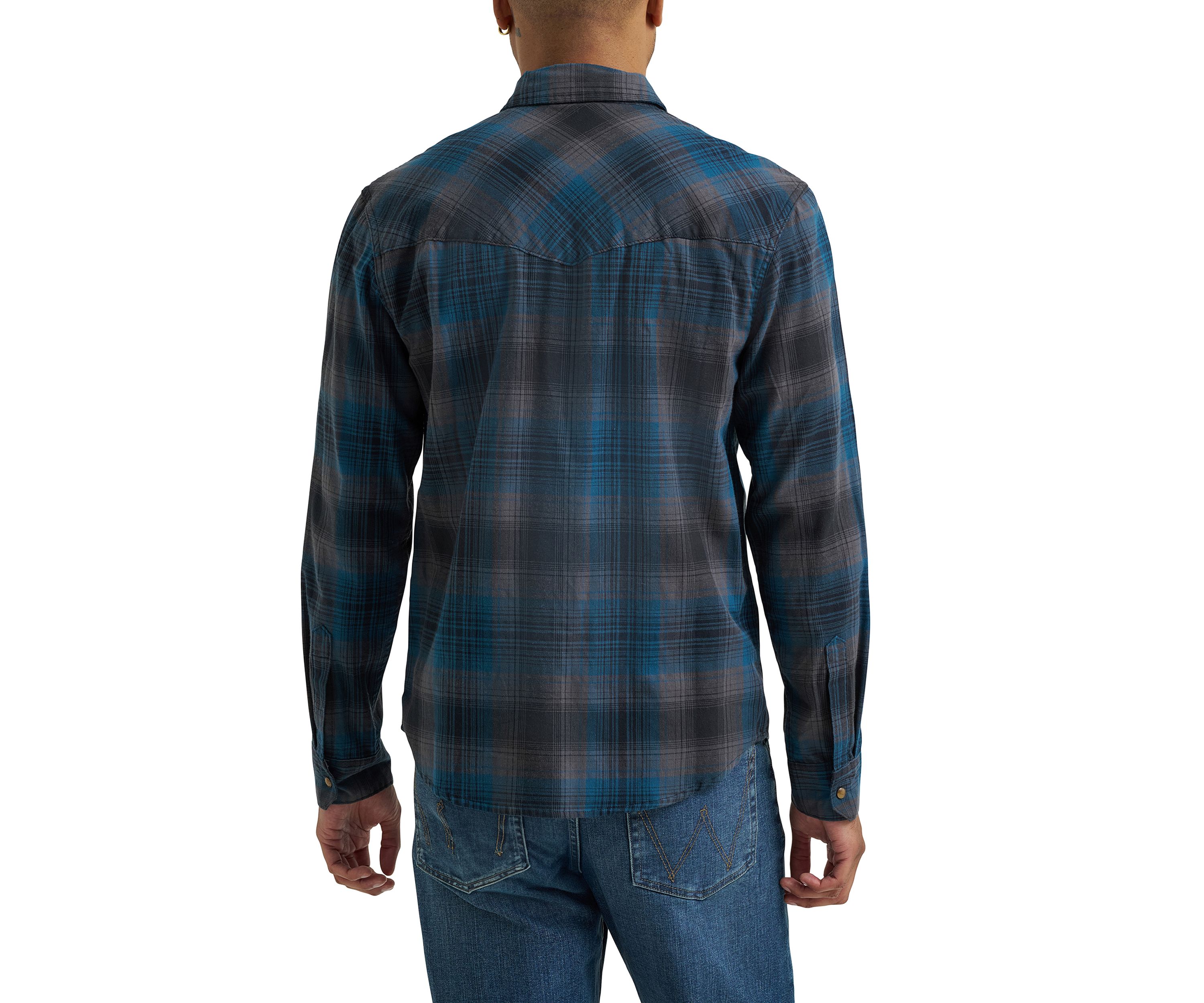 Mens Broken Twill Long Sleeve Plaid Shirt