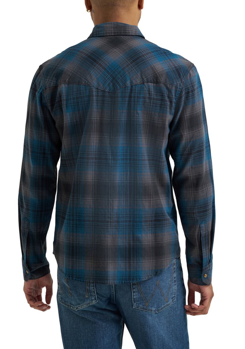 Mens Broken Twill Long Sleeve Plaid Shirt