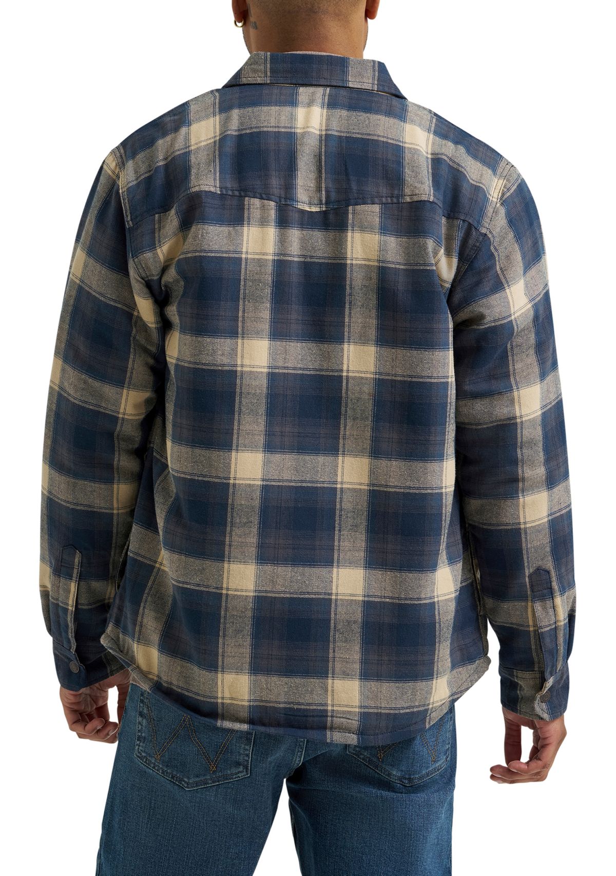 Mens Plaid Printed Sherpa Lined Flannel Shirt